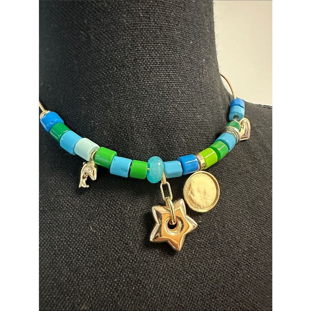 Anthropologie Beaded Charm Necklace in Turquoise, Blue, Gold NWT - Picture 4 of 9